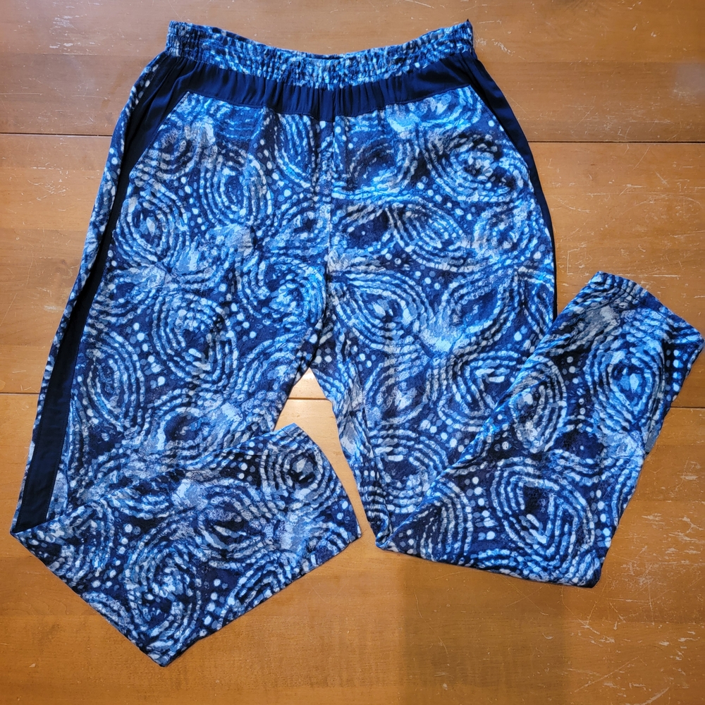 ANTHROPOLOGIE HEI HEI Blue Batik Print Maree Pants Size M